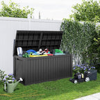 PatioZen 180 Gallon Resin Deck Box, Lockable Patio Outdoor Storage Box for Furniture, Garden Tools and Tools Storage, Waterproof Outside Storage Boxes - Black