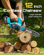 SEESII Electric Chainsaw Cordless 12-inch, Handheld Chain Saws with a 4.0Ah Battery, Tree Saw with Tool-free Chain Tension, Auto Oiling for Wood Cutting Trimming Branch