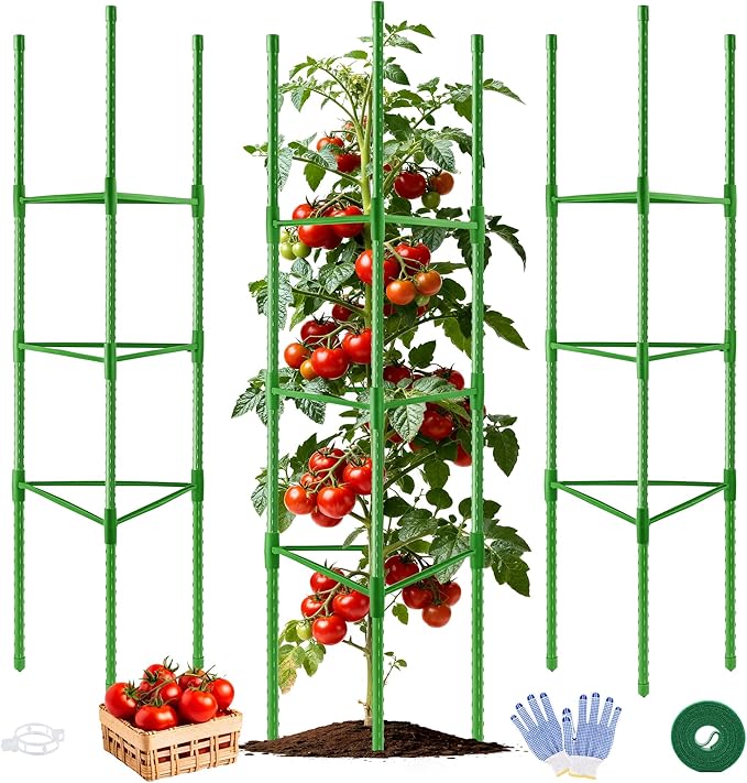 WAENLIR 3 Pack Tomato Cages for Garden, Up to 51 Inch Tomato Trellis for Raised Garden Bed, Plant Stakes for Pots, Durable Tomato Plant Support Garden Stakes for Climbing Plants