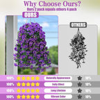Sggvecsy Artificial Fake Hanging Flowers Plants for Outdoor Outside Spring Summer Decoration 4PCS Faux Silk UV Resistant Realistic Morning Glory Trailing Vines for Home Porch Patio Balcony(Purple)