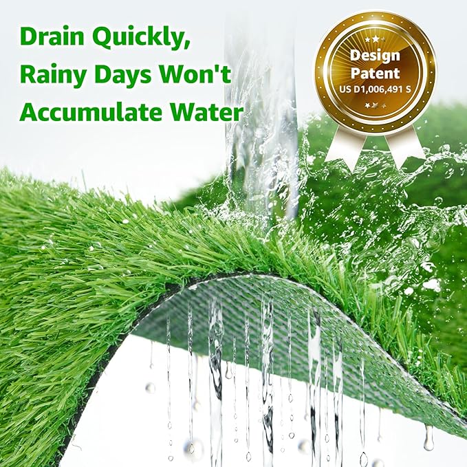 Artificial Grass Outdoor Indoor, 3.2ft x 6.5ft Fake Grass Realistic Synthetic Astro Turf Rug with Drainage Holes for Patio Garden Lawn Landscape Balcony Decoration