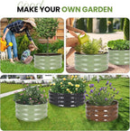 G GOOD GAIN Round Raised Garden Bed - 3Pcs 2x2x1ft Galvanized Steel Planter Boxes Outdoor with Rubber Edge Trim | Metal Raised Beds for Gardening Vegetables Flowers Fruits Herbs (Olive Green)