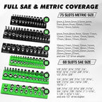 20-Piece Magnetic Tool Organizer Set, 1/4", 3/8", 1/2" SAE & Metric Socket Organizers, 2 Large Wrench Holders, 24-Slot Wrench Rails, Plier and Screwdriver Wall Mount Storage