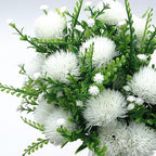 Fake White Dandelion Flowers Simulated Ball Flower Ornaments, Artificial Plant Plastic Faux Greenery Indoor Home Decor Outdoor Garden Wedding Party Christmas Vase Planter Filler DIY Decoration 4 Pack