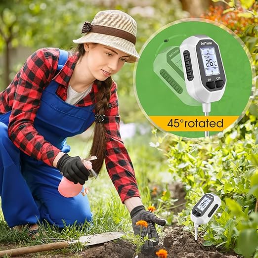 YAMRON 4-in-1 Soil Moisture Meter, Digital Plant Temperature/Soil Moisture Test & PH Meter/Sunlight Intensity, Backlight LCD Display for Gardening, Farming and Outdoor Plants