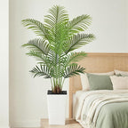 5ft Artificial Palm Tree with White Planter - Tall Fake Palm Tree Indoor Fake Tropical Plant for Home Office Living Room Bedroom Modern Decor