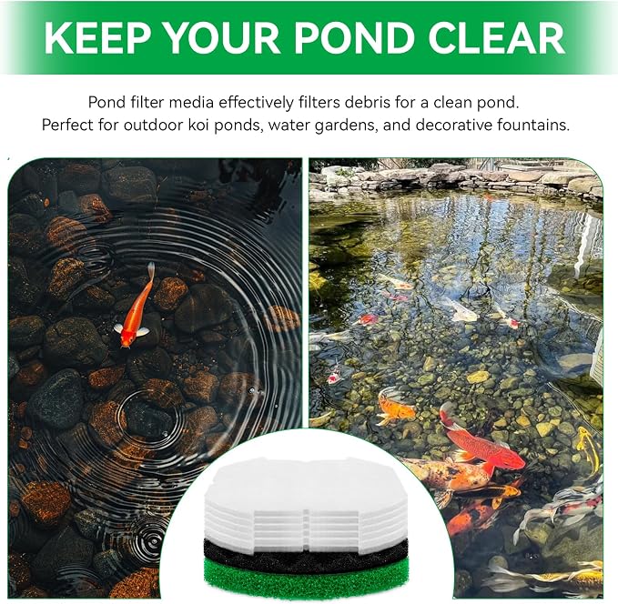 ERETOW Pond Filter Replacement for Aquagarden Inpond 5 in 1 600 Gallon Model Parts, Foam Filters Media & Polymer Wool Filter Pads for Outdoor Fish Pond Maintenance Kit (Fit 600/900)
