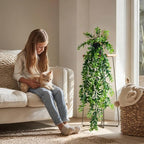 2 Pcs Faux Eucalyptus Vine Ivy Vine Artificial Hanging Plant Faux Plant Fake Potted Greenery for Wall Living Room Home Shelf Office Bathroom Outdoor Indoor Decor (Type 4)