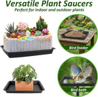 PeoMev 6PCS Plant Saucers for Indoors - 6 8 10 Inch Plastic Plant Trays for Pots Rectangle Plant Plates to Catch Water