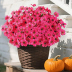 24 Bundles Artificial Flowers for Outdoors, Realistic Fake Silk Flowers for Outside Decoration, No Fade Faux Plants Outdoor Planter Window Box Porch Patio Decor(Rosy red)