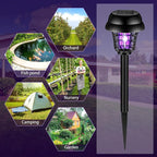 Qualirey 12 Pcs Solar Bug Zapper Outdoor Waterproof Solar Mosquito Zapper Outdoor Solar Powered Mosquito Killer Lamp Mosquito Repellent Lamp for Patio Yard Garden Insect (Purple Light, Warm Light)