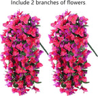 Faux Bougainvillea Artificial Flowers Plants for Outdoors Outside Decoration, 2pcs Fake Flowers Silk Long Trailing Vines UV Resistant Realistic for Front Door Porch Planter Urn Patio Balcony Yard, Mix