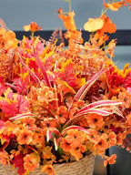 17 Bundles Artificial Fall Flowers for Outdoor Faux Fall Orchid Mums Flowers for Outside Garden Yard Window Thanksgiving Autumn Decor Fall Decorations for Home