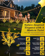 Neporal Solar Lights Outdoor Decorative 2PK, 7-Stems Golden Solar Flowers Outdoor Waterproof for Garden, Yard, Patio,Flower Pots - Gardening Gifts for Women