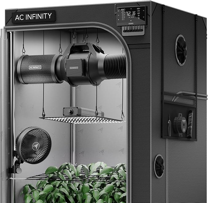 AC Infinity AI Grow System 3x3, 3-Plant Kit w/Self-Learning AI Controller, Dynamic Airflow & LM301H LED Lighting Control, 2000D Mylar Tent w/Lab-Tested Reflectivity, Largest Zippered Window