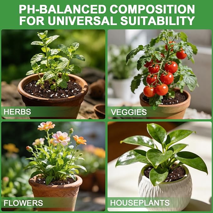 Organic Potting Soil Mix for Indoor Plants & Herb Gardens 10qt- All-Purpose Nutrient-Rich Natural Soil