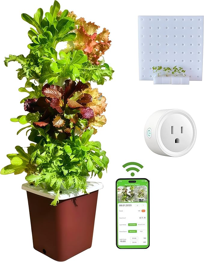 Hydroponics Tower Growing System Kit, Vertical Garden Indoor Outdoor, Up to 35 plants,Lettuce Grow Tower & Timer, Smart Indoor Growing System for Kitchen, Balcony, Apartment Herbs & Vegetables