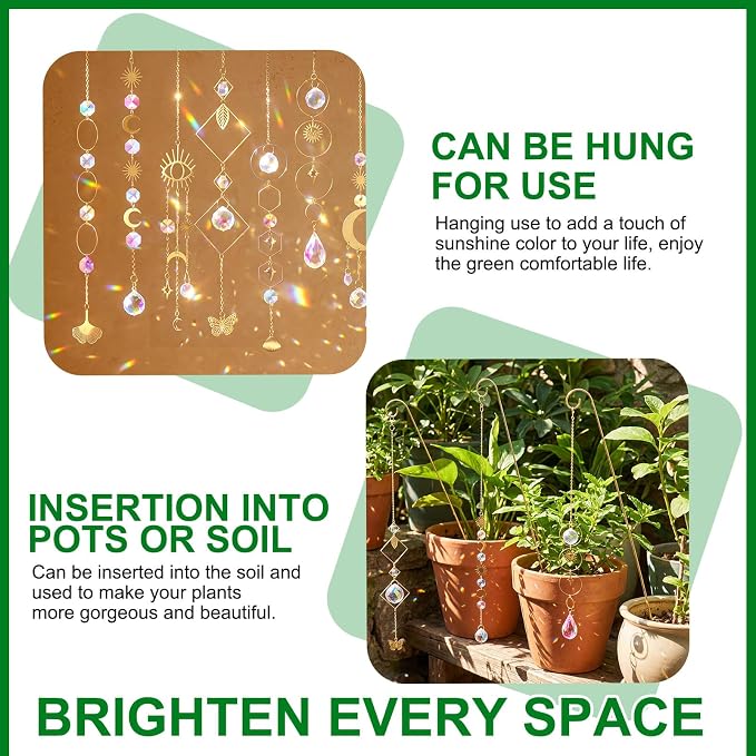 230 Pcs DIY Crystal Suncatcher Kit Lotus Style Sun Catchers Making Supplies Kit with 3 Size Tall Trellis for Potted Plants Indoor Plant Stake Suncatcher Decoration for Office Home