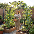 Giantex Metal Garden Arch Trellis for Climbing Plants Outdoor, 7.5FT Tall Adjustable Cucumber Trellis Tunnel for Raised Garden Bed, Extra Wide Garden Trellis Arch Support Vegetables Vine