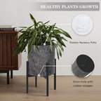 Oakrain Planters for Indoor Plants, Set of 2 Modern Planter with Stand, Decorative Metal Planter Pots for Living Room, Office, Garden, Balcony, 8"&10", Rustic Gray