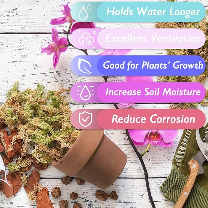 Halatool 12OZ Orchid Moss Sphagnum for repotting, 16QT Dried Sphagnum Moss for Plants Indoor, Maintain Air Humidity and Improve Soil Acidity, Natural Media for Orchid Plant Growth