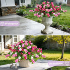 INXUGAO Artificial Fake Flowers for Outdoors Spring Decoration 2 Bundles Faux Flowers Plants for Outdoor Planters UV Resistant Silk Realistic Flowers for Outside Home Garden Front Porch Patio Décor