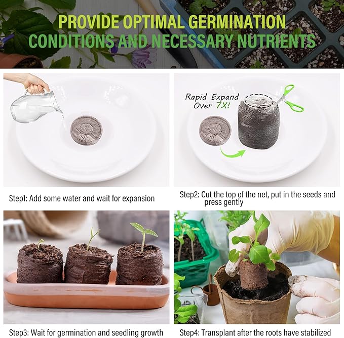 Legigo 100 PCS 30mm Coco Coir Pellets Seed Starter Pods, Compressed Seed Starting Coconut Coir Pellets Soil Plugs for Seedlings, Seeds Plant Starter Pods for Garden Planting Herbs Flowers Vegetables