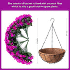 INXUGAO Artificial Hanging Flowers with Basket Outdoors, Fake Hydrangea UV Resistant Arrangements in Pot Planter Spring Summer Decor for Indoor Porch Garden Yard(Double Lotus)