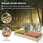 S AFSTAR Raised Garden Bed with 3 Trellis & 2 Planter Boxes, Outdoor Wooden 88" L x 45" W x 43" H Planter Box Kit for Flower Herb Vegetable Fruit Climbing Vines, Gardening Planter for Garden Patio