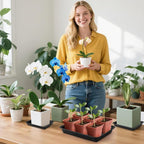 PeoMev 6PCS Plant Saucers for Indoors - 6 8 10 Inch Plastic Plant Trays for Pots Rectangle Plant Plates to Catch Water