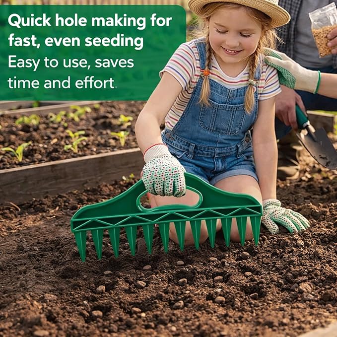 Drawpro 12-Hole Digger Seed Spreader,7 Piece Sowing Seeds Dispenser Set,Mini Seed Dispenser for Small Seeds, Handheld Seed Planter Tool Seed Dibber Multifunctional Spacer Gardening Tools (Green)