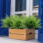TURNMEON 20 Bundles Artificial Plants Outdoor Faux Boston Fern 17 Inch Long Length Summer Decor, Fake Plants UV Resistant No Fade Plastic Greenery Shrubs Flowers for Garden Porch Indoor Cemetery Decor
