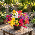 Artificial Flowers for Outdoors Fake Plants Outside Decoration, 12 Bundles Silk Petunia with Eucalyptus UV Resistant Realistic Faux Flowers for Outdoor Planters Garden Balcony (4 Color)