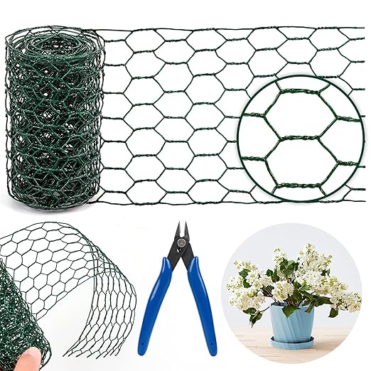 Floral Wire Netting, 4 x 118 Inch Mesh Netting with Plier, Protect Plant & Decorate Flower Arch, DIY Craft