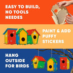 12 DIY Bird House Kits For Children to Build - Wood Birdhouse for Kids to Paint - Unfinished Bird Houses - Spring Crafts Kits - Wooden Arts & Craft for Girls & Boys - Classroom & Spring Activity