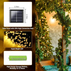 4 Pack Solar String Lights for Outside, 170 FT Total 480 LED Solar Chrismas Lights Outdoor with 8 Modes & Memory Function, Waterproof Twinkle Light for Xmas Tree Yard Party Decorations (Warm White)