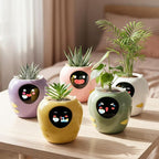 Plantbot Upgraded Large Smart Flower Pot Pet Planter Robot with Artificial Intelligence, Time Temperature Display, and Numerous Expressive Animations Based, for Indoor Decoration, Gifts (Purple)