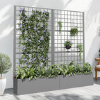 Casaphoria Metal Raised Garden Bed with Trellis and Wheels, 72"x35"x16" Planter Box for Climbing Plants, Vegetables & Vines, Features Drainage Holes and Privacy Screen (Gray-Grid)