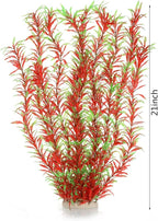 JIHAQUA Aquarium Decor Plastic Plants Extra Large 21 Inches Artificial Fish Tank Plants Tall Fish Tank Decorations (Wine 2pcs)