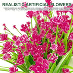 TURNMEON 20 Bundles Artificial Flowers for Outdoors Fake Plants Spring Decor, UV Resistant Artificial Plants Cemetery Flowers Faux Plastic Greenery Shrub for Home Porch Summer Decor 580 Heads(Magenta)