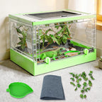Foldable Reptile Terrarium with Sliding Door Portable Spider Enclosure, Lizard Cage, Plastic Habitat for Tarantula, Tree Frog, Leopard Gecko, Snake, Hermit Crab Ventilated Terrarium Starter Kit Green