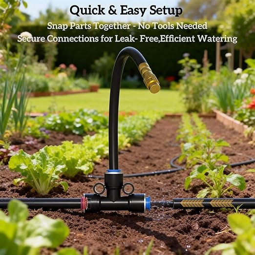 60 Ft Drip Irrigation System for Garden - Drip Irrigation Kit with 19 360°Adjustable Copper Nozzles Hose, Automatic Atomizing Plant Watering Sprinkler System for Yard, Lawn, Greenhouse, Potted