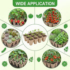 Prudiut 144 Cells Seed Starter Tray, 12 Pack Biodegradable Peat Pots, Plant Starter Kit for Seedlings with 50 Labels & Transplanting Tools, Germination Cups for Vegetables, Flowers, Herbs