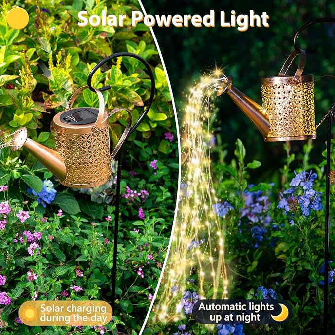 SRNPMIU Solar Watering_Can Light - Solar Yard Decorations Outdoor,Garden Decor Lights for Yard,IP65 Waterproof Hanging Lantern Lights,Outside Garden Flower Bed Decor Light for Moms Birthday