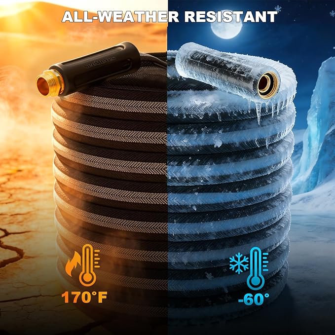 75ft Garden Hose Lightweight Flexible Water Hose, Abrasion Resistant, Kink Free, Durable Sturdy Hoses 2025 Up Graded Thicken Waterhose 700 PSI for Outdoor, RV, Marine (Black Gray, 75FT)