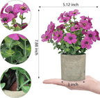 2 Pack Small Fake Plants Potted Artificial Plants Artificial Flowers Potted Faux Flower Daisy with Eucalyptus Leaves for Home Decor Office Room Farmhouse Indoor Table Bathroom Decor（Purple）