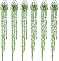 6pcs Artificial Succulents Hanging Plants, Fake Hanging Plant String of Pearls Plant, Faux Greenery Plants Draping Greenery Stems for Spring Indoor, Outdoor, Wall, Home, Backdrop, Garden