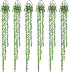 6pcs Artificial Succulents Hanging Plants, Fake Hanging Plant String of Pearls Plant, Faux Greenery Plants Draping Greenery Stems for Spring Indoor, Outdoor, Wall, Home, Backdrop, Garden
