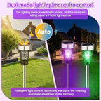 Qualirey 12 Pack Solar Bug Zapper Outdoor Waterproof Mosquito Repellent Killer Bug Zapper Lamp with LED Light for Outdoor Garden Patio Yard (Purple and Colorful Light,Silver)