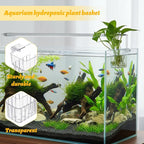 2 Pcs Aquarium Plant Holder, Fish Tank Plant Holder with Transparent Clamp for Cat Aquarium Plant Stand, Anti-Digging Tank Decor for Home Office Use by Fish Keepers with Cats